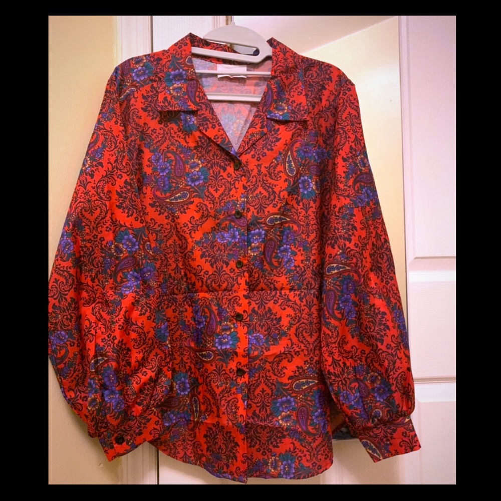 Red and purple blouse